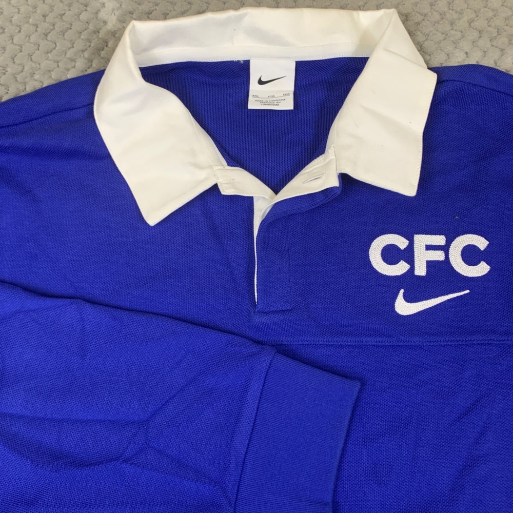 Nike Chelsea FC Rugby Polo Shirt Mens 2XL Blue Long Sleeve Soccer DO2434-495